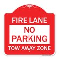 Signmission Designer Series Sign No Parking Tow-Away Zone, Red & White Aluminum Sign, 18" x 18", RW-1818-23605 A-DES-RW-1818-23605